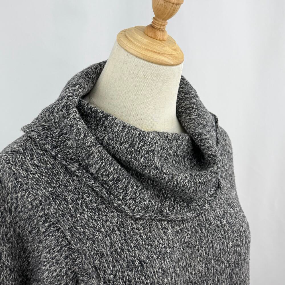 Pure J Jill Gray Marled Knit Sweater Cowl Neck Tunic Side Slit Womens Small - Picture 2 of 9